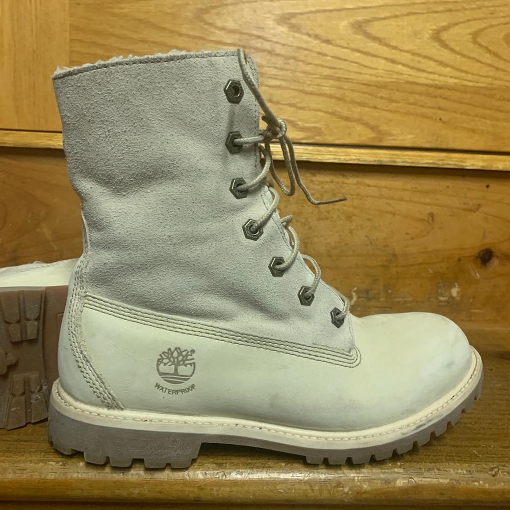 Timberland Teddy Fleece Waterproof Ivory Boots W7